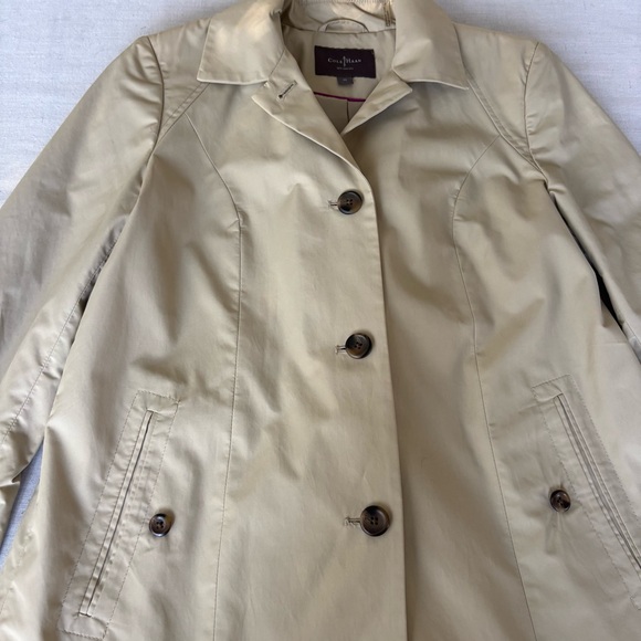 Cole Haan Short Women's Trench Coat Beige M | Classic - Picture 3 of 8